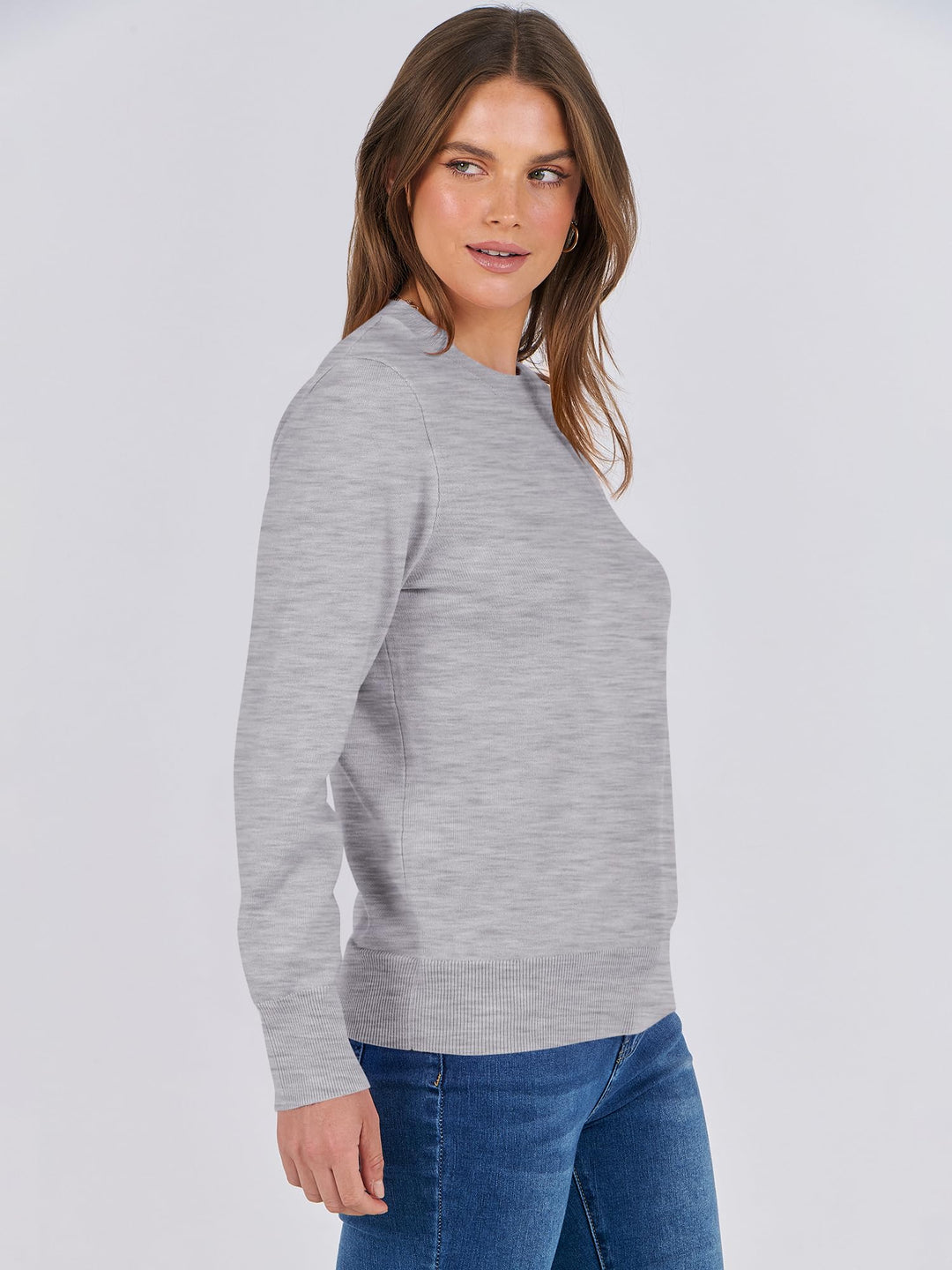 ANRABESS Long Sleeve Lightweight Fall Sweaters for Women| Crewneck Soft Basic Knit Pullover,2026 Fall Fashion Outfits,Casual Work Top,Travel Vacation All Day Wear,Winter Layer Clothes