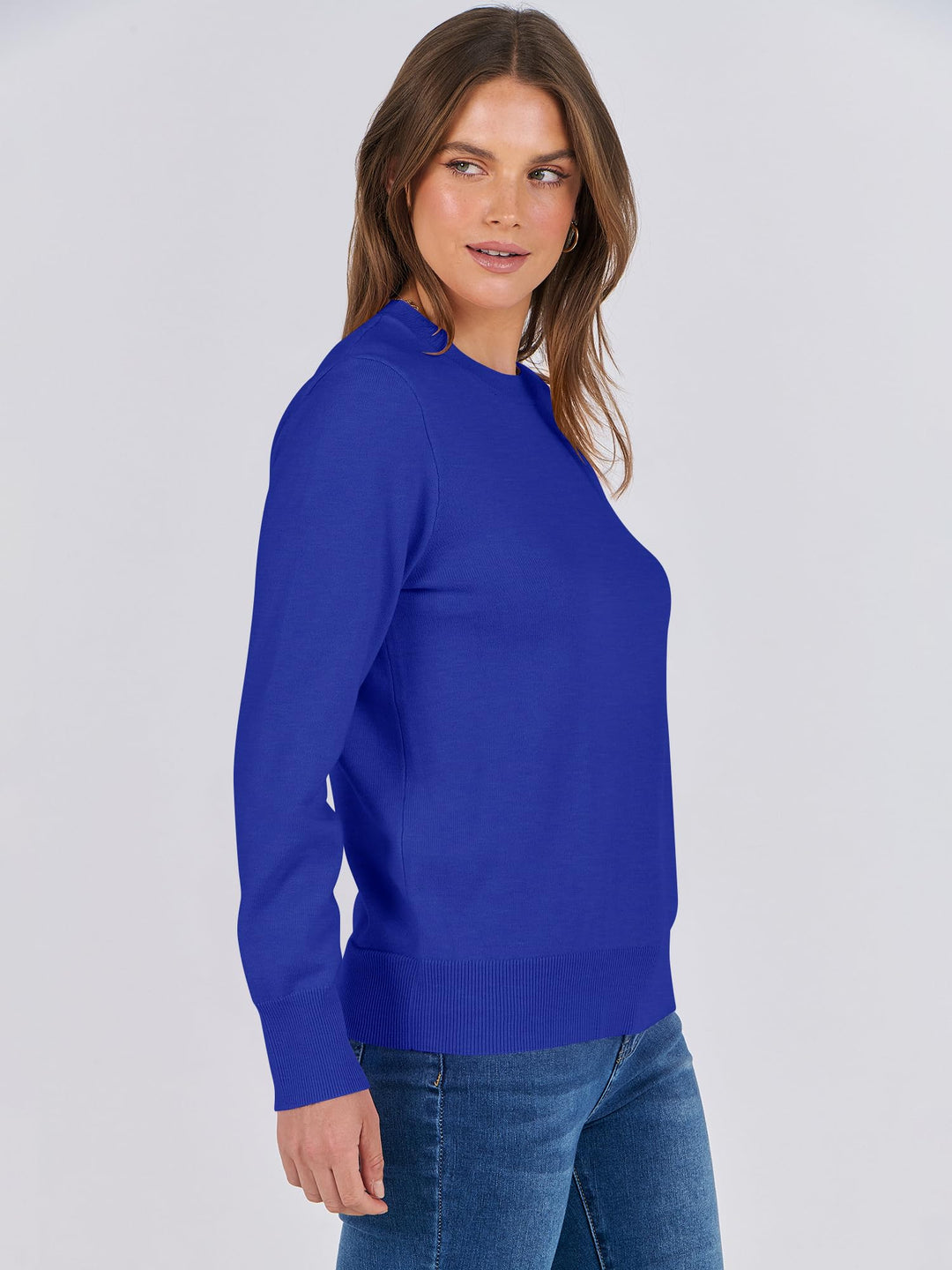 ANRABESS Long Sleeve Lightweight Fall Sweaters for Women| Crewneck Soft Basic Knit Pullover,2026 Fall Fashion Outfits,Casual Work Top,Travel Vacation All Day Wear,Winter Layer Clothes