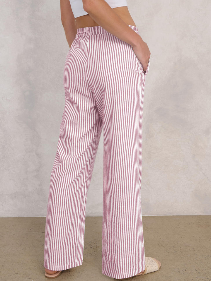 ANRABESS Womens Gingham Striped Boxer Pants | Wide Leg Elastic Waist with Pockets, Lounge Pajama Bottoms Home Daily Wear, Lightweight Breathable, Casual Summer Fall