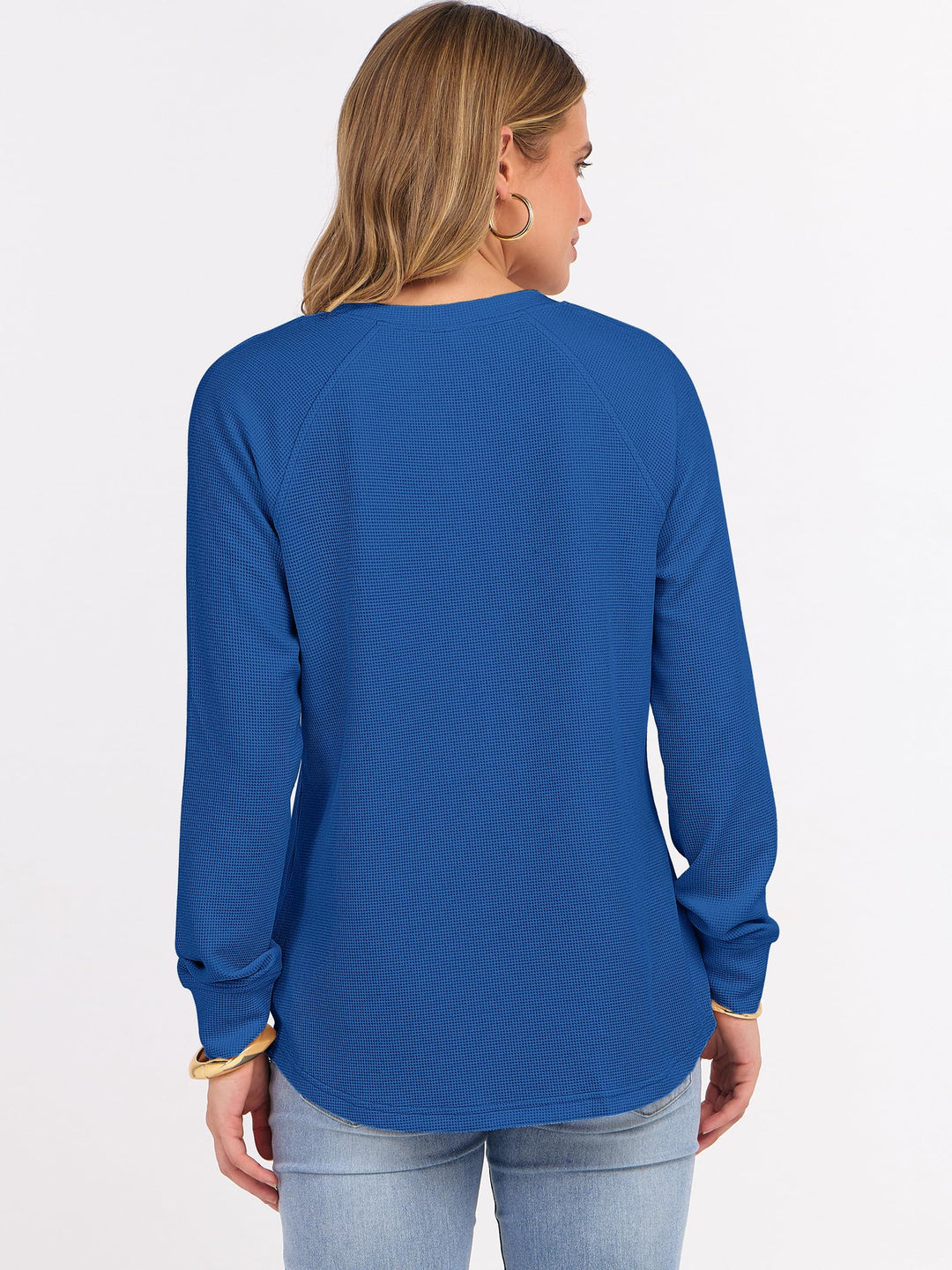 ANRABESS Long Sleeve Waffle Knit Shirts for Women Spring Fall Dressy Casual Button Up V Neck Henley Tops Loose Basic Tees Winter Clothes