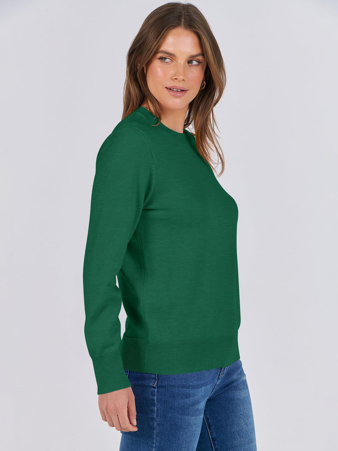 ANRABESS Long Sleeve Lightweight Fall Sweaters for Women| Crewneck Soft Basic Knit Pullover,2026 Fall Fashion Outfits,Casual Work Top,Travel Vacation All Day Wear,Winter Layer Clothes