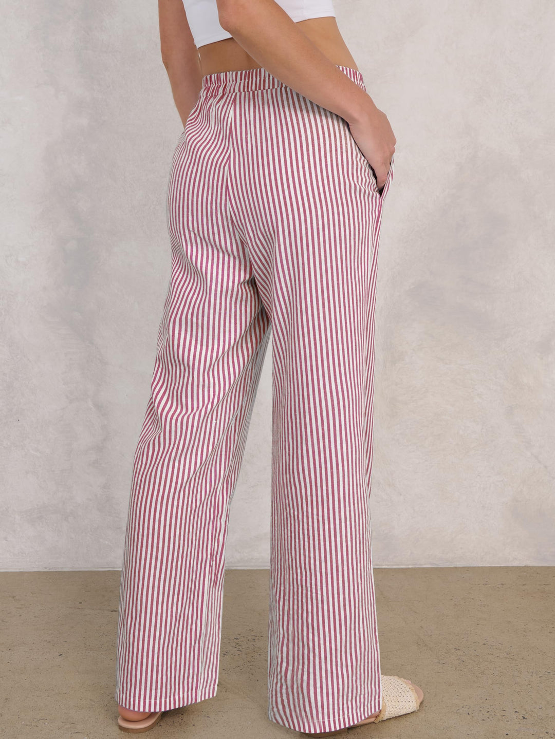 ANRABESS Womens Gingham Striped Boxer Pants | Wide Leg Elastic Waist with Pockets, Lounge Pajama Bottoms Home Daily Wear, Lightweight Breathable, Casual Summer Fall