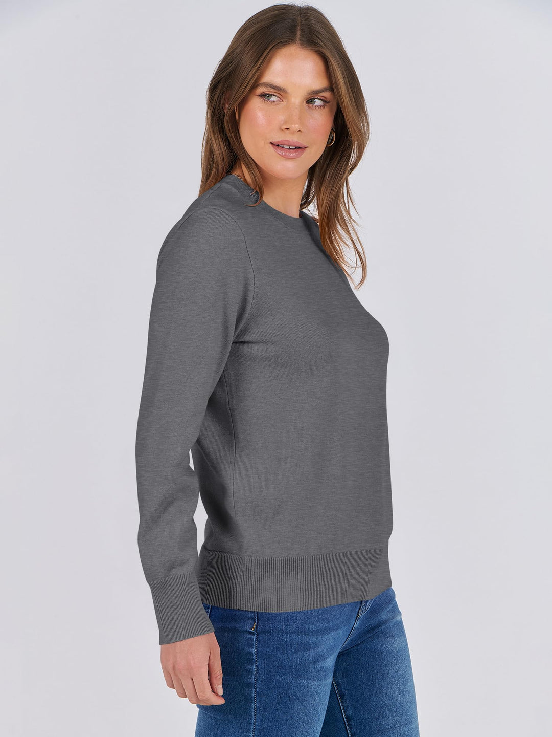 ANRABESS Long Sleeve Lightweight Fall Sweaters for Women| Crewneck Soft Basic Knit Pullover,2026 Fall Fashion Outfits,Casual Work Top,Travel Vacation All Day Wear,Winter Layer Clothes
