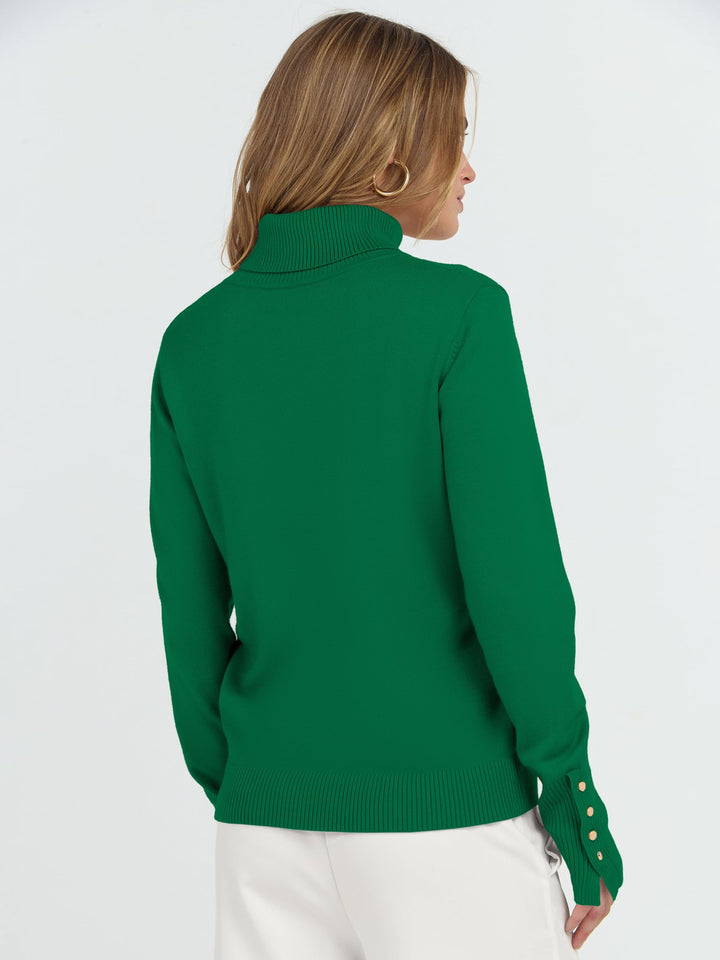 ANRABESS Turtleneck Sweaters for Women Long Sleeve Tops | 2026 Fall Winter Fashion Clothes, Office Work Daily Wear Dressy Casual Outfits, Soft Knitted Ribbed Button-Cuff Pullover Top