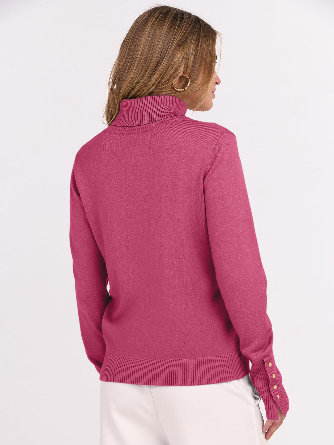 ANRABESS Turtleneck Sweaters for Women Long Sleeve Tops | 2026 Fall Winter Fashion Clothes, Office Work Daily Wear Dressy Casual Outfits, Soft Knitted Ribbed Button-Cuff Pullover Top