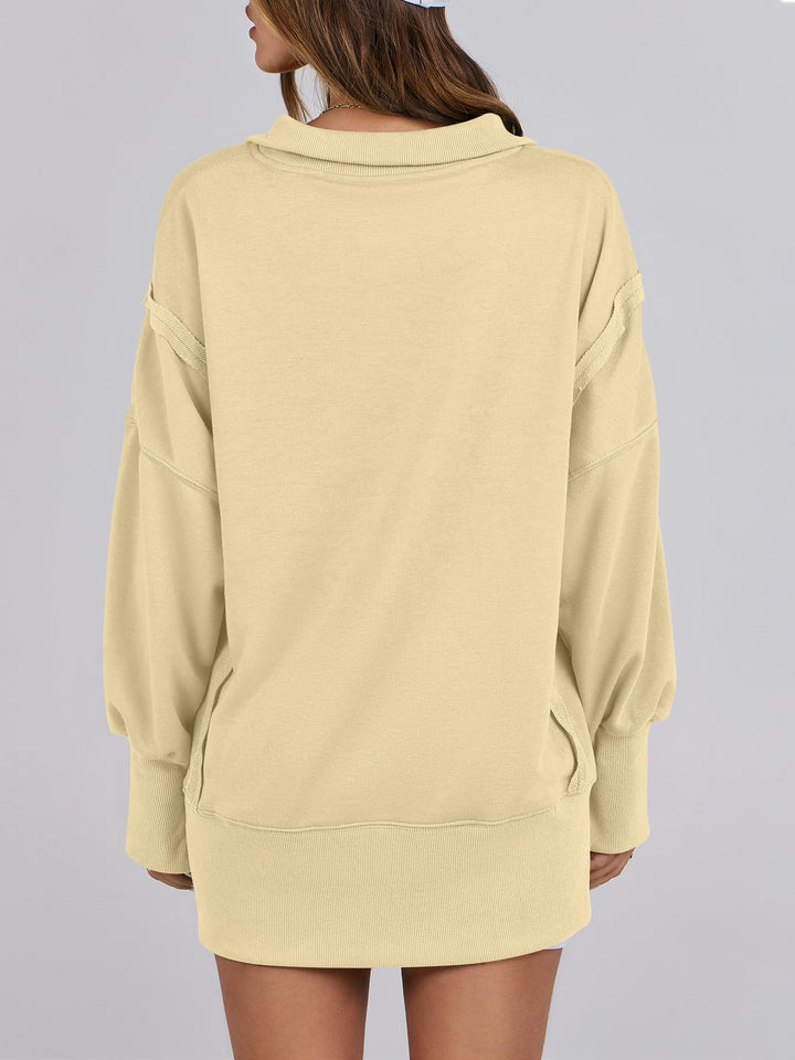 ANRABESS Women's Sweatshirts Oversized Casual Loose Button Up Henley Pullover Top High Low Split 2026 Fall Fashion Outfits