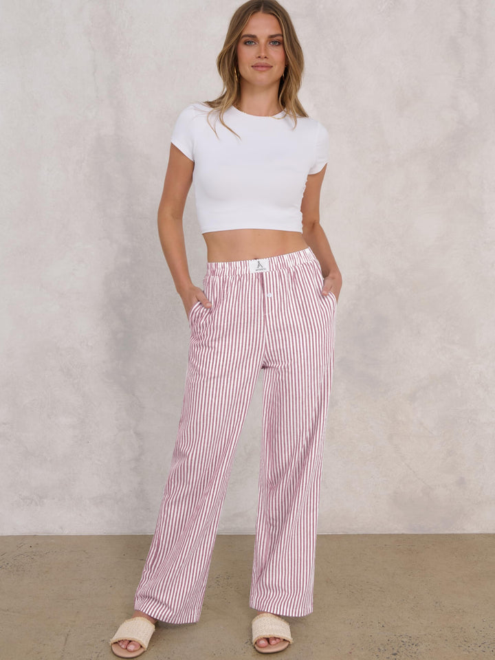 ANRABESS Womens Gingham Striped Boxer Pants | Wide Leg Elastic Waist with Pockets, Lounge Pajama Bottoms Home Daily Wear, Lightweight Breathable, Casual Summer Fall