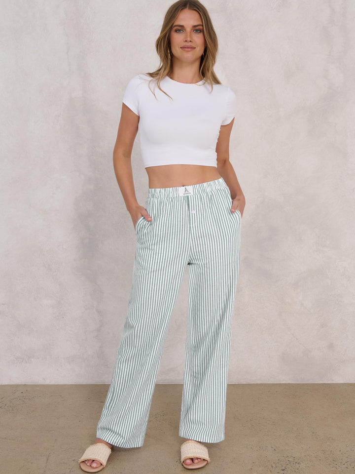 ANRABESS Womens Gingham Striped Boxer Pants | Wide Leg Elastic Waist with Pockets, Lounge Pajama Bottoms Home Daily Wear, Lightweight Breathable, Casual Summer Fall