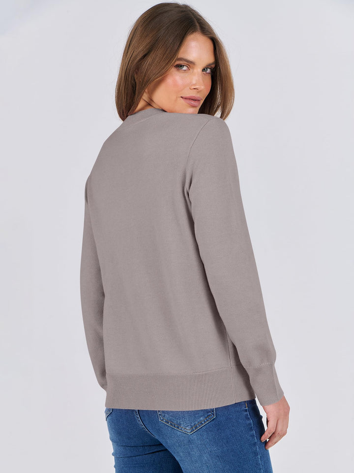 ANRABESS Long Sleeve Lightweight Fall Sweaters for Women| Crewneck Soft Basic Knit Pullover,2026 Fall Fashion Outfits,Casual Work Top,Travel Vacation All Day Wear,Winter Layer Clothes