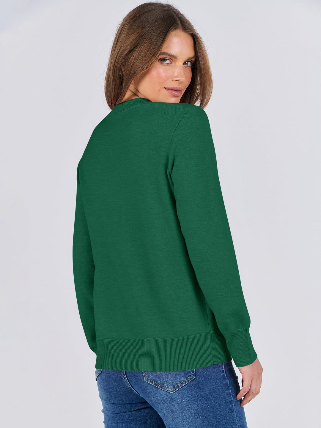 ANRABESS Long Sleeve Lightweight Fall Sweaters for Women| Crewneck Soft Basic Knit Pullover,2026 Fall Fashion Outfits,Casual Work Top,Travel Vacation All Day Wear,Winter Layer Clothes