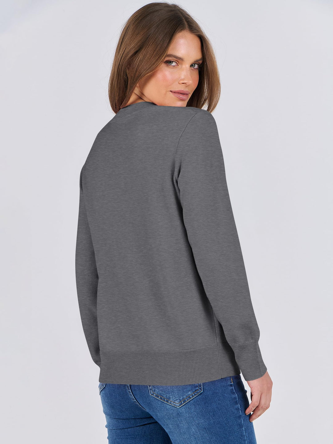 ANRABESS Long Sleeve Lightweight Fall Sweaters for Women| Crewneck Soft Basic Knit Pullover,2026 Fall Fashion Outfits,Casual Work Top,Travel Vacation All Day Wear,Winter Layer Clothes