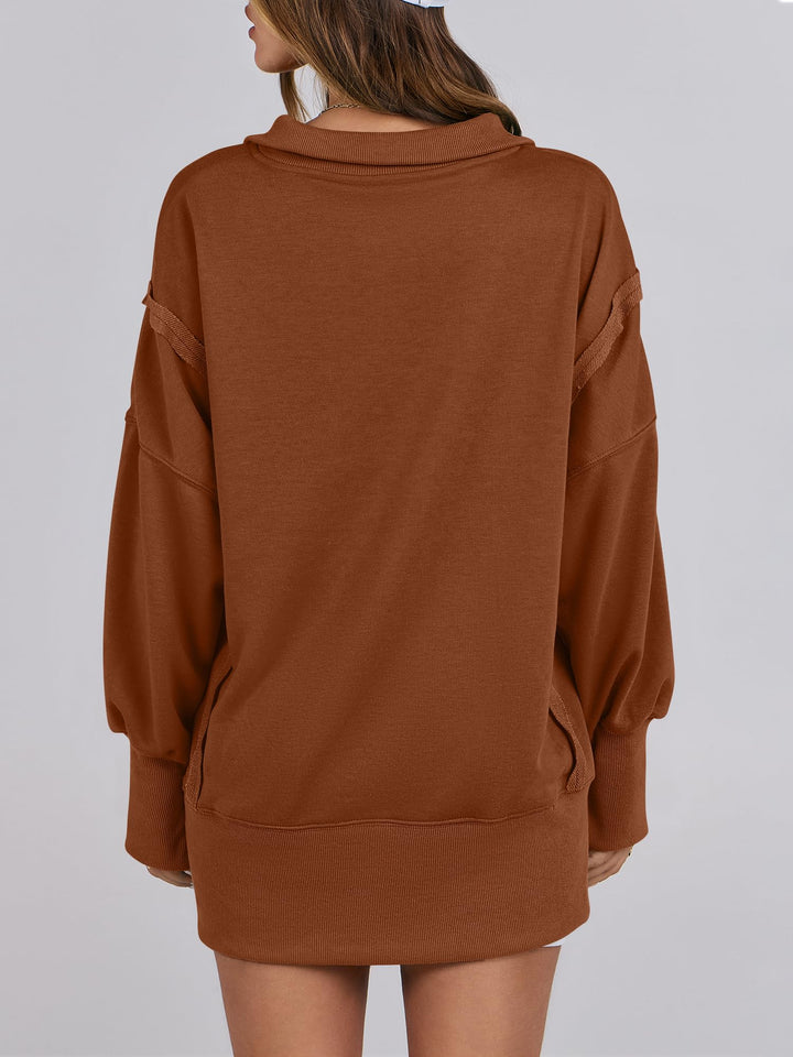 ANRABESS Women's Sweatshirts Oversized Casual Loose Button Up Henley Pullover Top High Low Split 2026 Fall Fashion Outfits