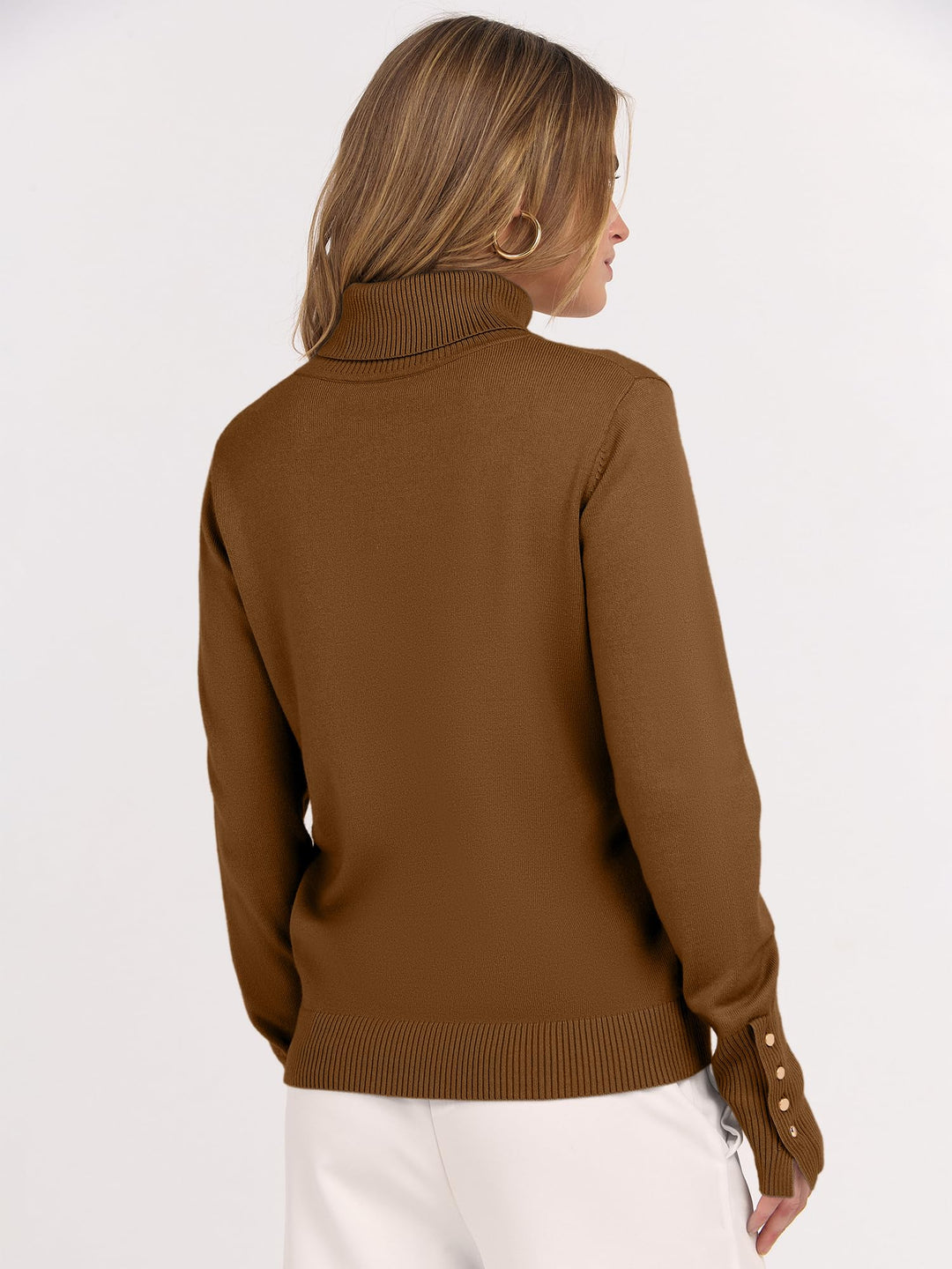 ANRABESS Turtleneck Sweaters for Women Long Sleeve Tops | 2026 Fall Winter Fashion Clothes, Office Work Daily Wear Dressy Casual Outfits, Soft Knitted Ribbed Button-Cuff Pullover Top