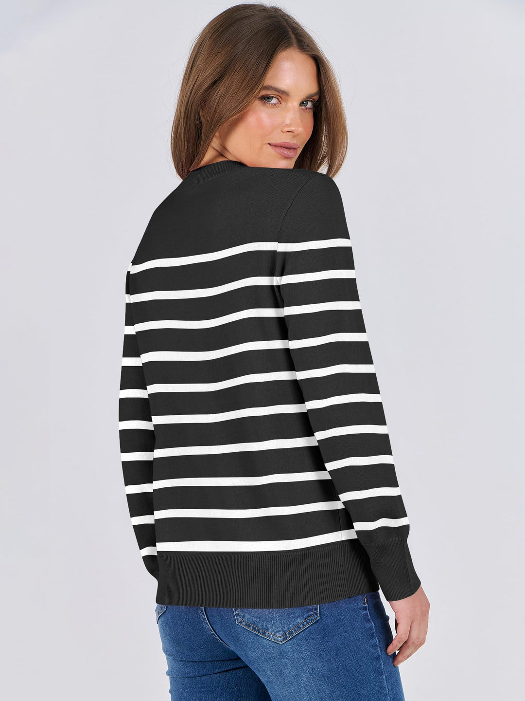 ANRABESS Long Sleeve Lightweight Fall Sweaters for Women| Crewneck Soft Basic Knit Pullover,2026 Fall Fashion Outfits,Casual Work Top,Travel Vacation All Day Wear,Winter Layer Clothes
