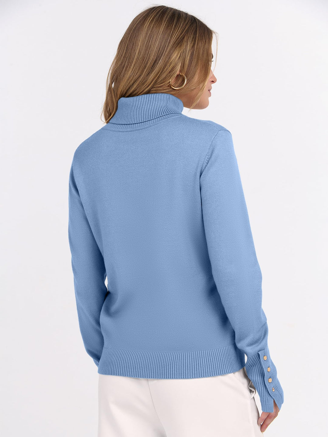 ANRABESS Turtleneck Sweaters for Women Long Sleeve Tops | 2026 Fall Winter Fashion Clothes, Office Work Daily Wear Dressy Casual Outfits, Soft Knitted Ribbed Button-Cuff Pullover Top