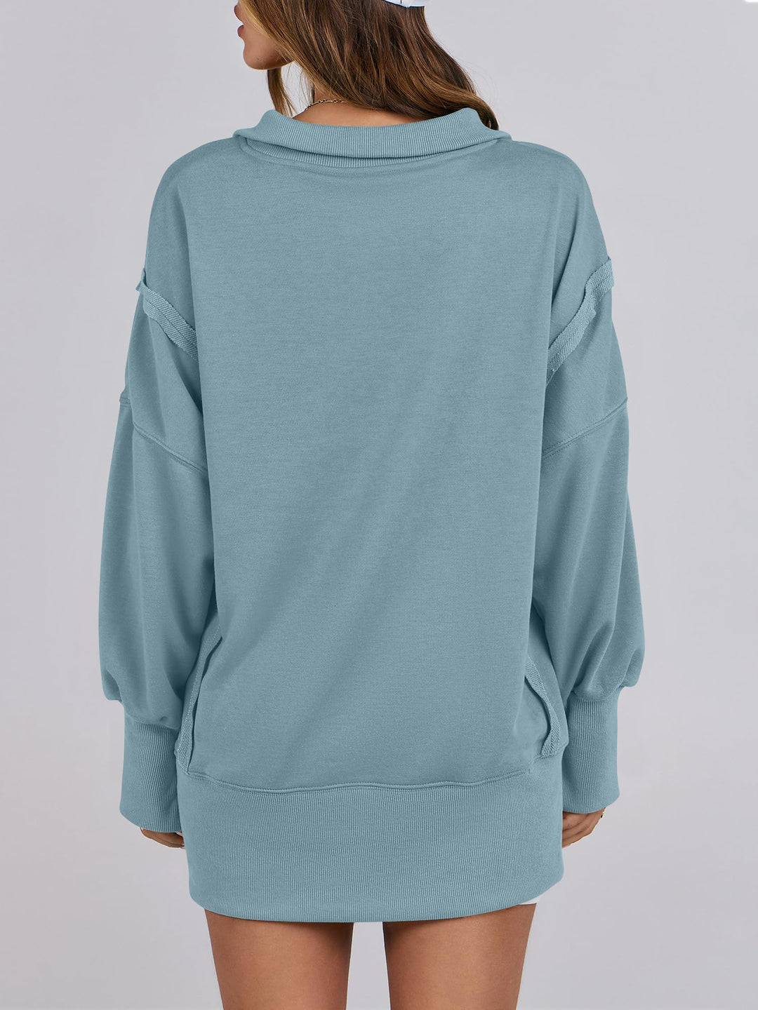 ANRABESS Women's Sweatshirts Oversized Casual Loose Button Up Henley Pullover Top High Low Split 2026 Fall Fashion Outfits