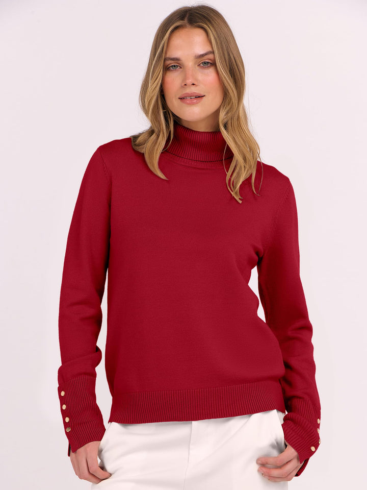 ANRABESS Turtleneck Sweaters for Women Long Sleeve Tops | 2026 Fall Winter Fashion Clothes, Office Work Daily Wear Dressy Casual Outfits, Soft Knitted Ribbed Button-Cuff Pullover Top