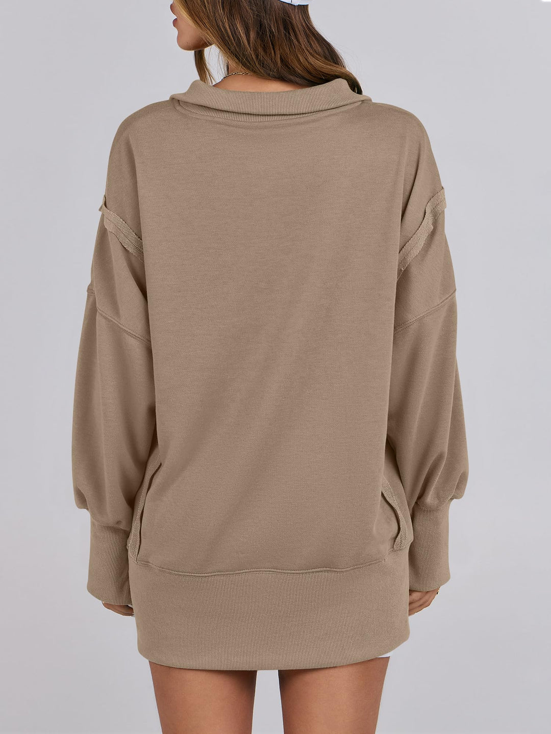 ANRABESS Women's Sweatshirts Oversized Casual Loose Button Up Henley Pullover Top High Low Split 2026 Fall Fashion Outfits