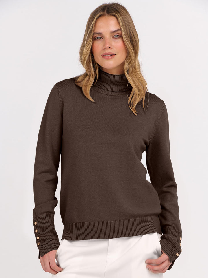 ANRABESS Turtleneck Sweaters for Women Long Sleeve Tops | 2026 Fall Winter Fashion Clothes, Office Work Daily Wear Dressy Casual Outfits, Soft Knitted Ribbed Button-Cuff Pullover Top