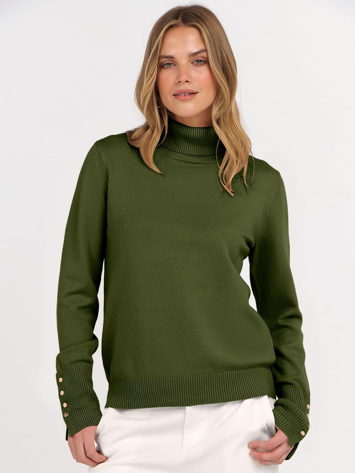 ANRABESS Turtleneck Sweaters for Women Long Sleeve Tops | 2026 Fall Winter Fashion Clothes, Office Work Daily Wear Dressy Casual Outfits, Soft Knitted Ribbed Button-Cuff Pullover Top