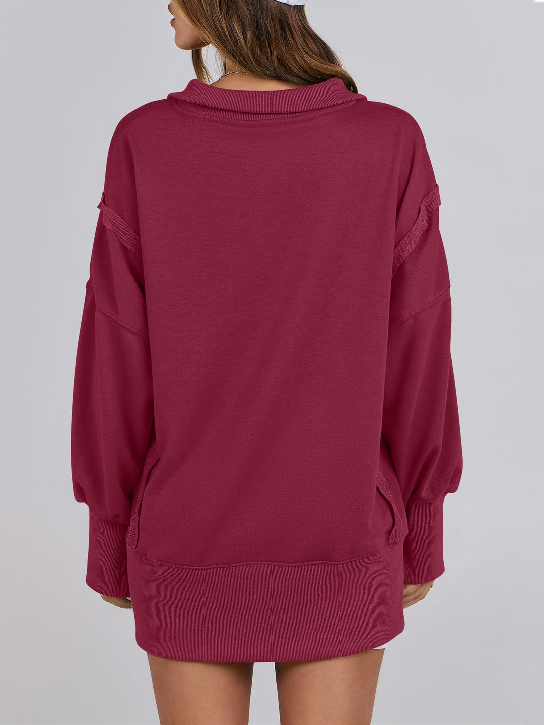 ANRABESS Women's Sweatshirts Oversized Casual Loose Button Up Henley Pullover Top High Low Split 2026 Fall Fashion Outfits
