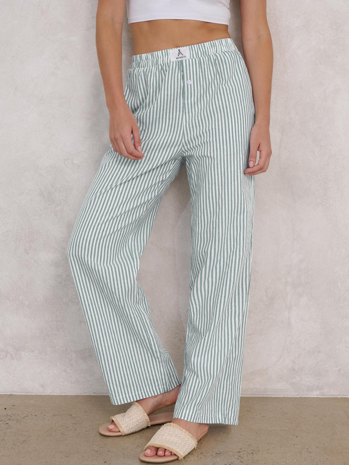 ANRABESS Womens Gingham Striped Boxer Pants | Wide Leg Elastic Waist with Pockets, Lounge Pajama Bottoms Home Daily Wear, Lightweight Breathable, Casual Summer Fall