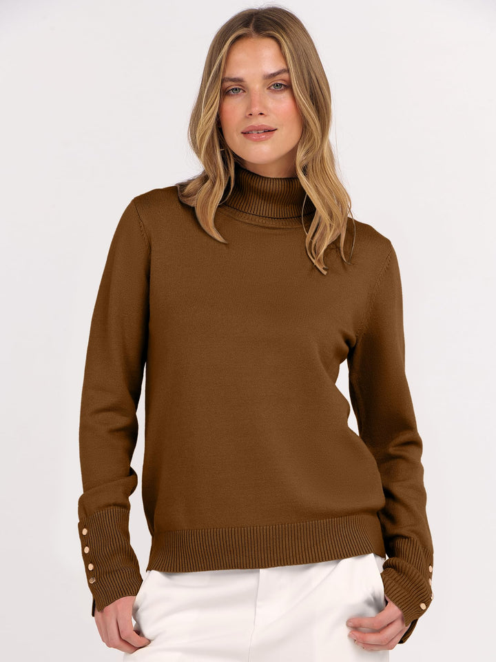 ANRABESS Turtleneck Sweaters for Women Long Sleeve Tops | 2026 Fall Winter Fashion Clothes, Office Work Daily Wear Dressy Casual Outfits, Soft Knitted Ribbed Button-Cuff Pullover Top
