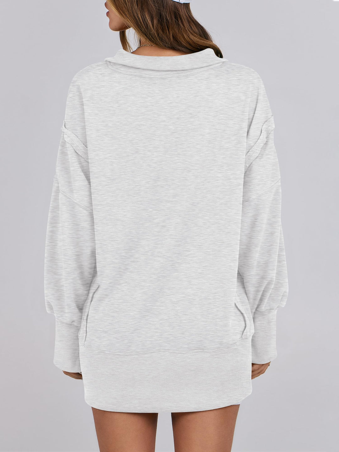 ANRABESS Women's Sweatshirts Oversized Casual Loose Button Up Henley Pullover Top High Low Split 2026 Fall Fashion Outfits