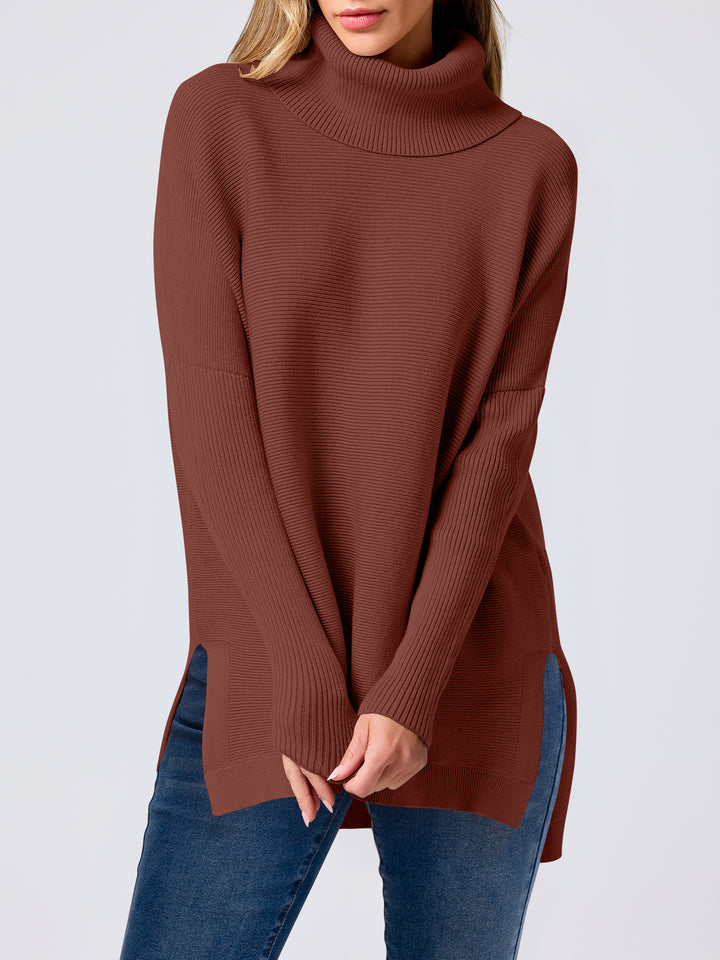 ANRABESS Batwing Sleeve Turtleneck Loose Tunic Pullover