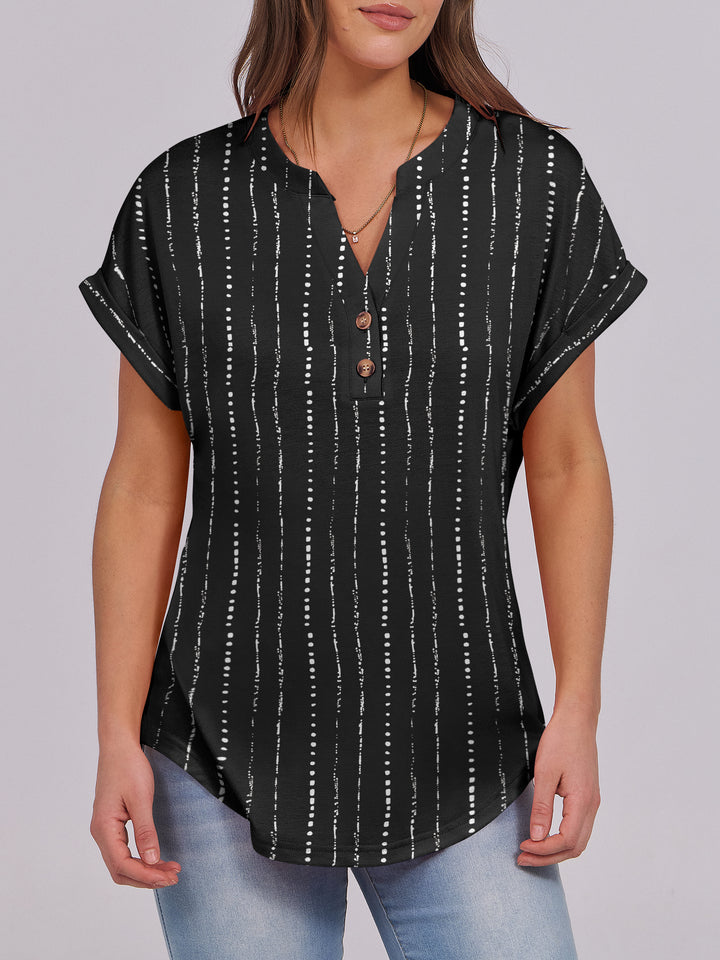 ANRABESS Women's Short Sleeve V-Neck Henley Top