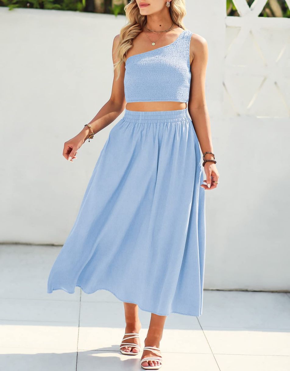 Crop top and high waist skirt 2 piece outlet outfit