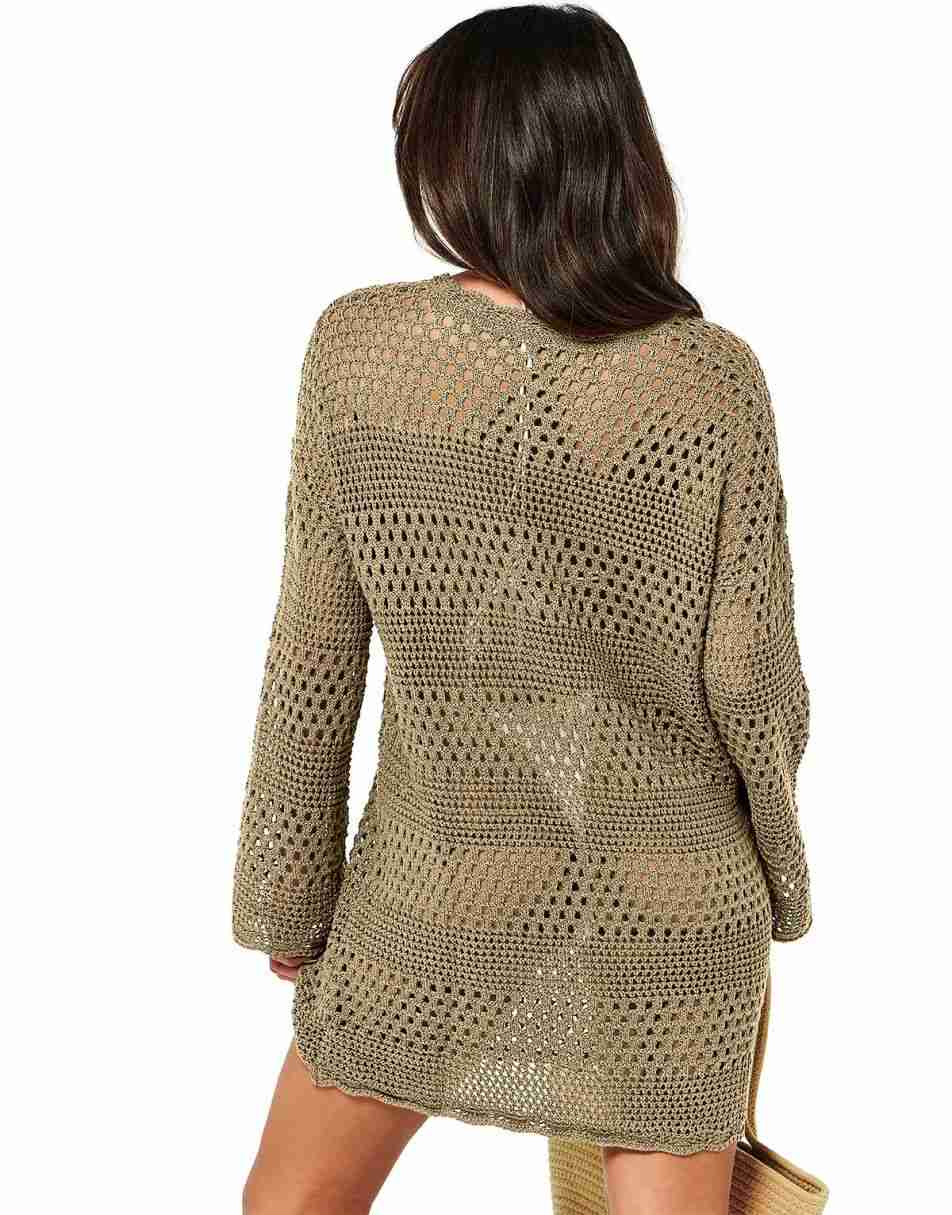 long sleeve crochet beach cover up