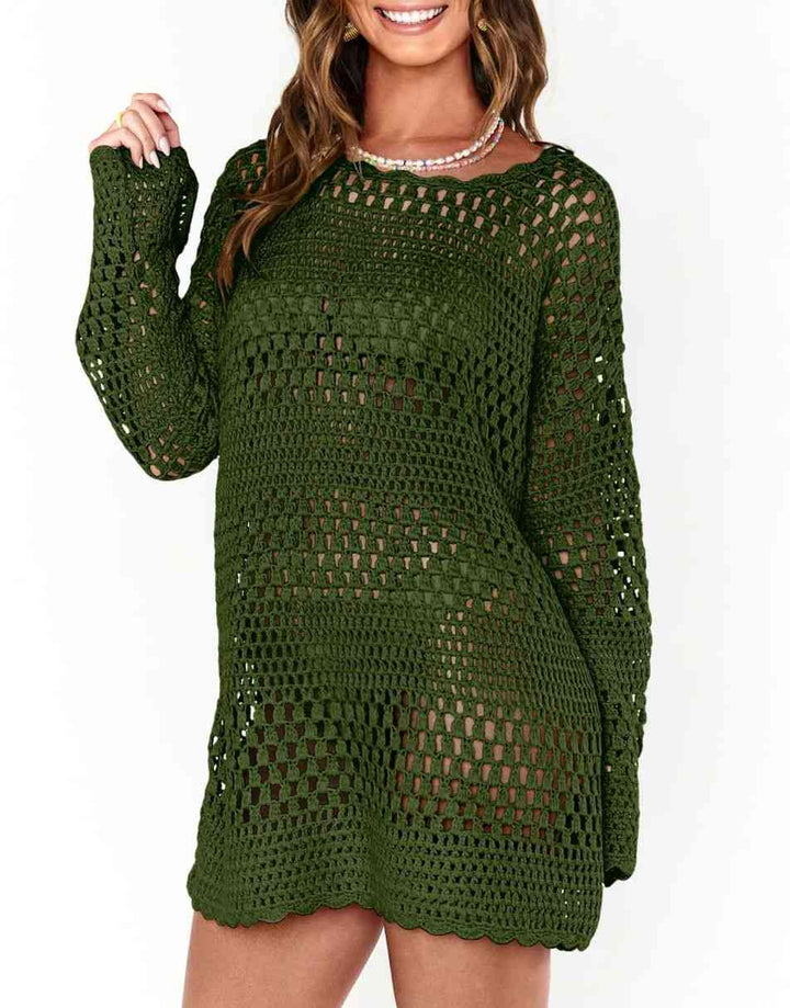 ANRABESS Crochet Swim Cover Up Swimsuit Knit Pullover Beach Dress