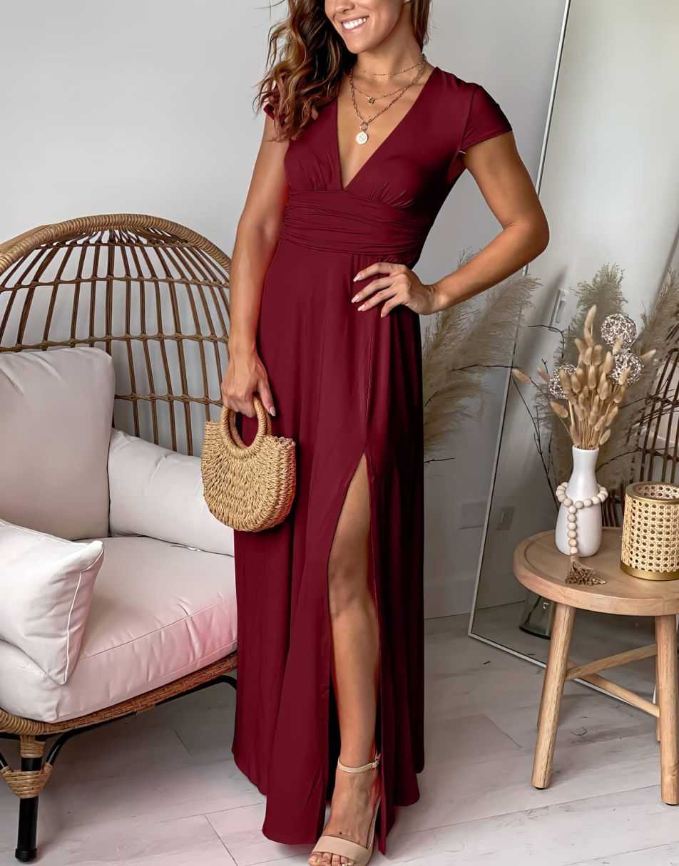 Heart of marigold 2024 burgundy wrap maxi dress