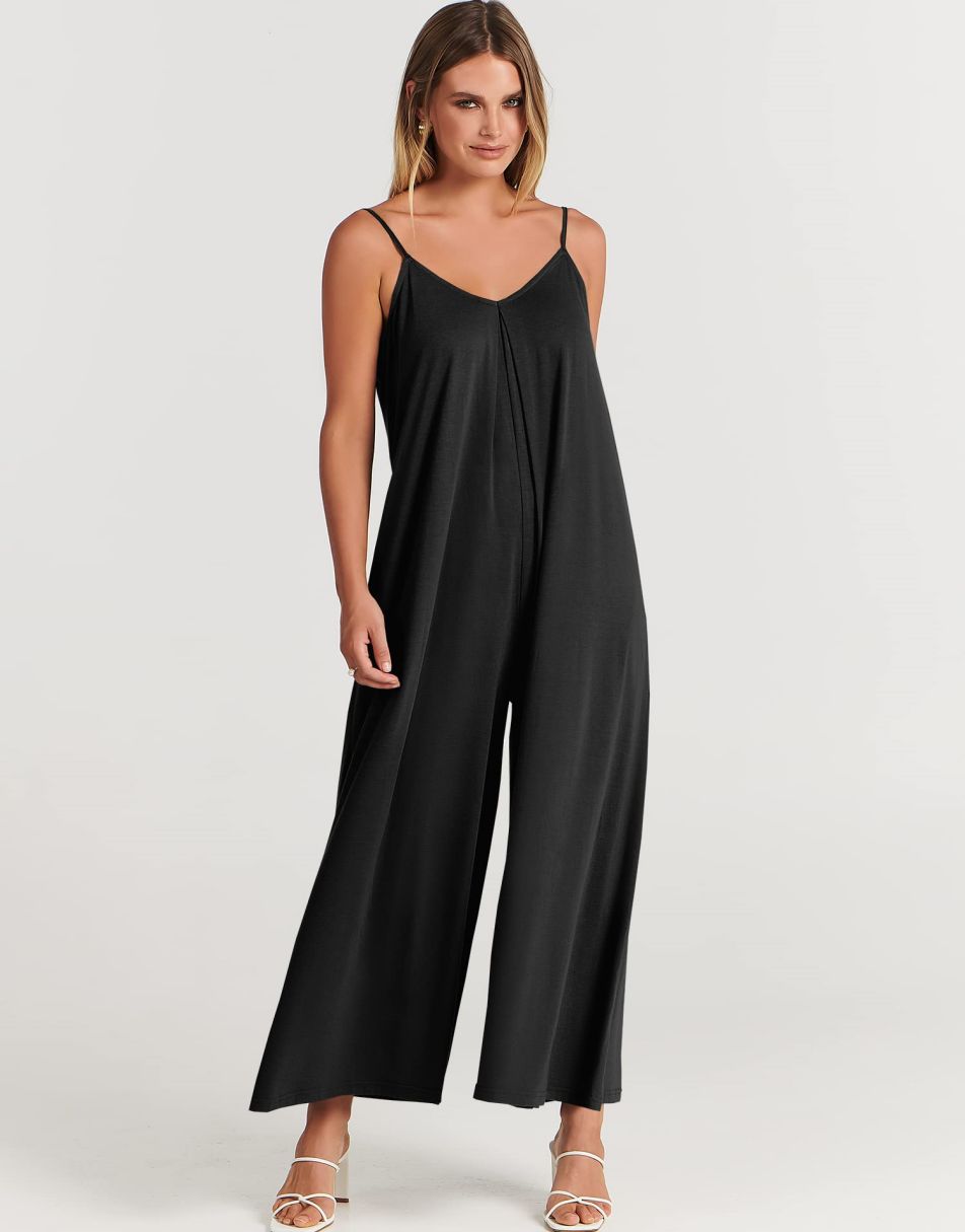 ANRABESS Spaghetti Strap V Neck Oversized Jumpsuit