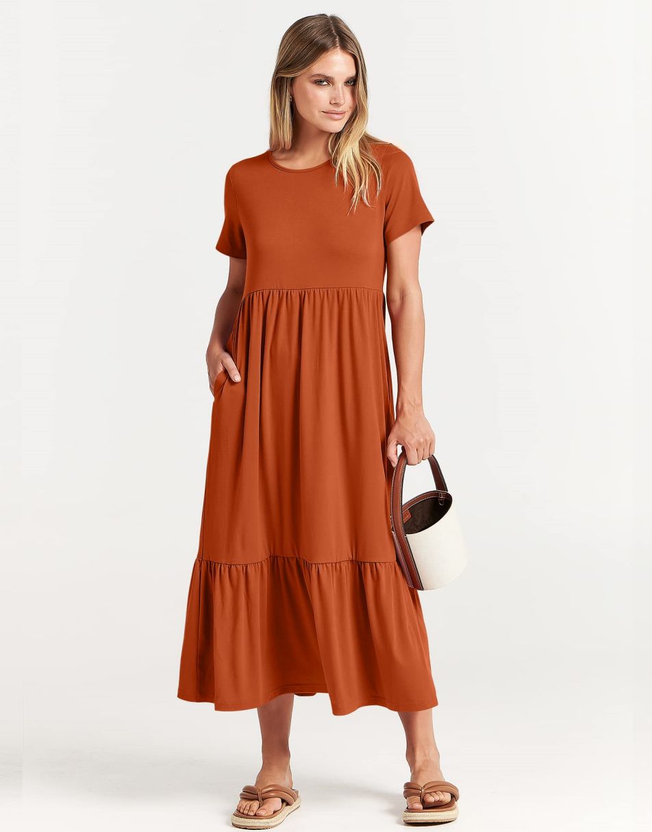 a line travel dress CHUMUD Summer Dresses for Women Cami Polka Dots Maxi Dress, Vintage A-Line Dress (No Belt) Travel Vacation Outfits