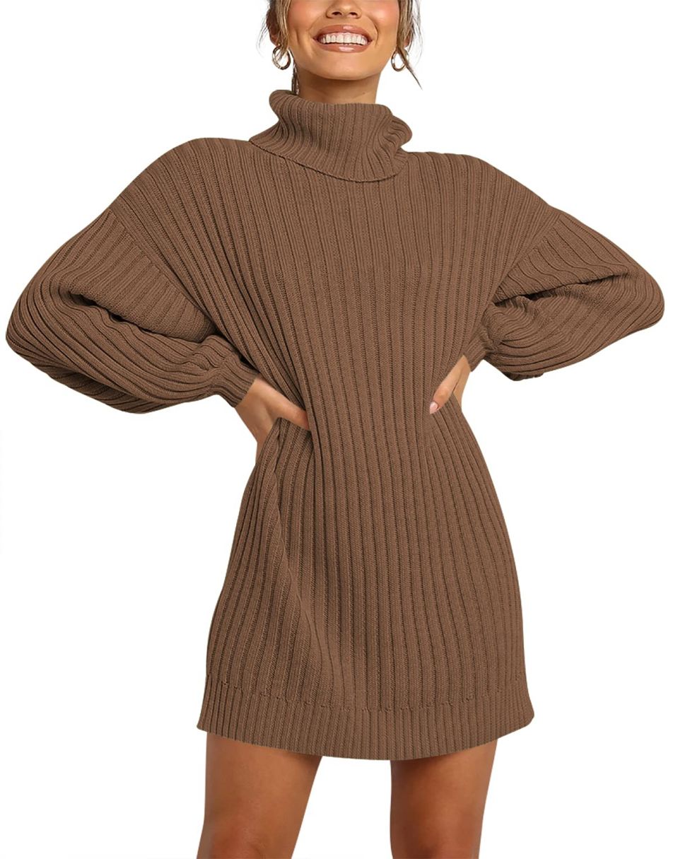 ANRABESS Women Turtleneck Oversized Sweater Pullover Dresses