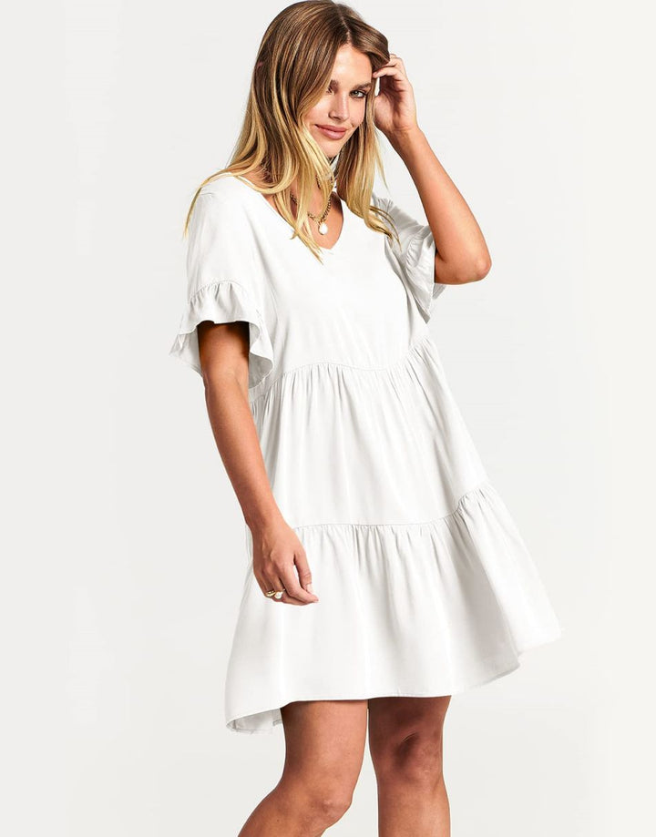 ANRABESS Women’s Summer Casual Ruffle Tiered Mini Beach Dress