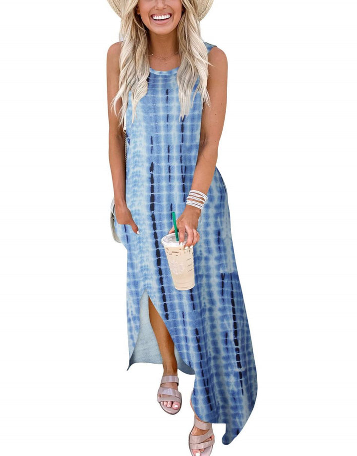 ANRABESS Women's Casual Loose Sundress Sleeveless Maxi Summer Beach Dress