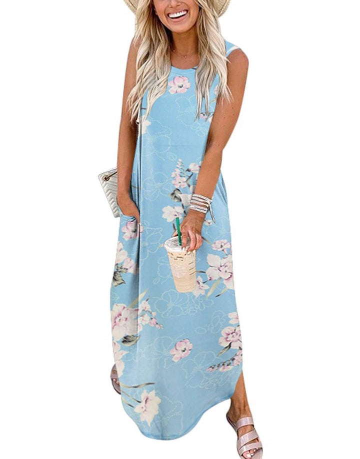 ANRABESS Women's Casual Loose Sundress Sleeveless Maxi Summer Beach Dress