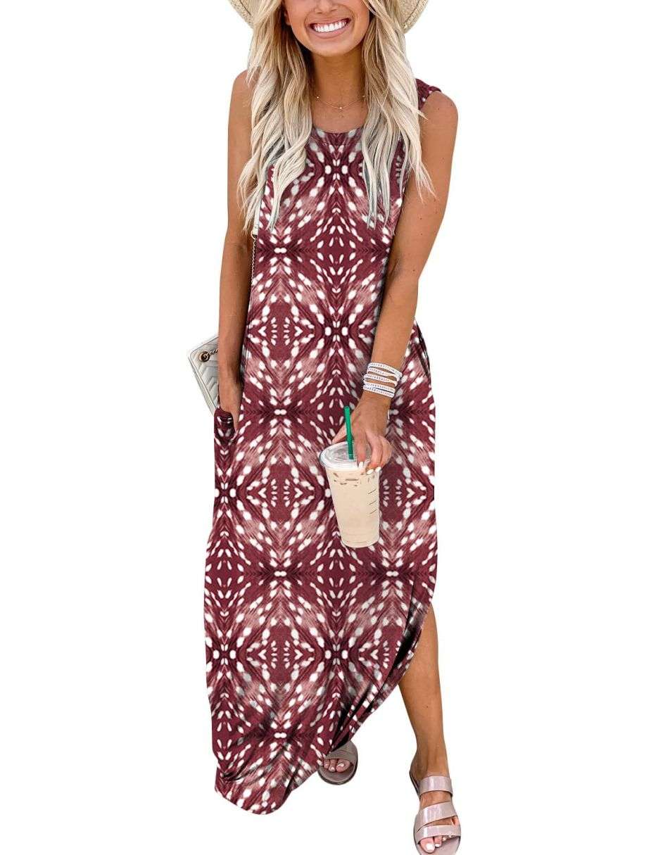 ANRABESS Women’s Summer Boho Elastic Waist Pleated A-Line Flowy Swing  Tiered Long Beach Skirt Dress with Pockets : : Clothing, Shoes 