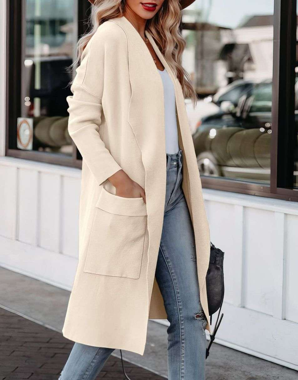 ANRABESS Women's Casual Long Sleeve Draped Open Front Knit Pockets Long  Cardigan Jackets Sweater : : Clothing, Shoes & Accessories