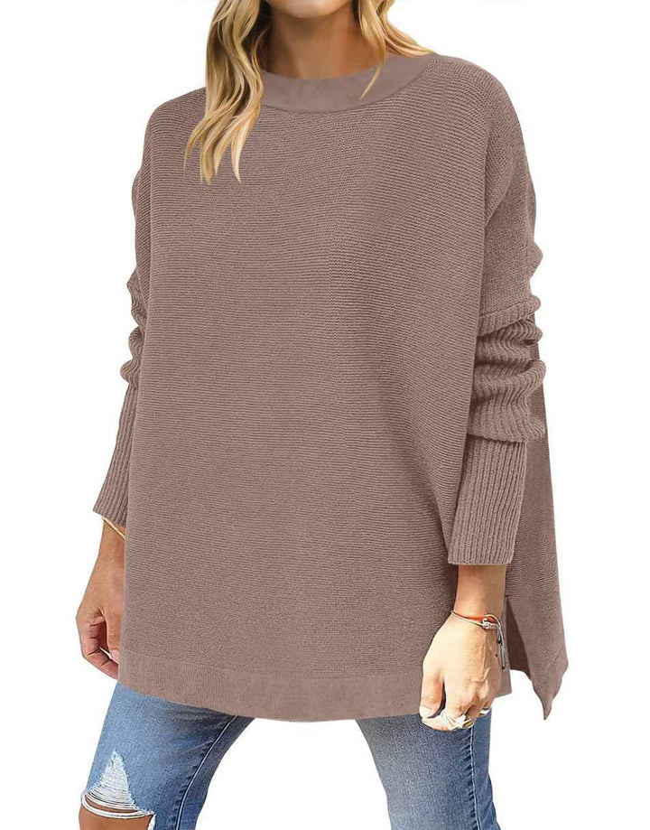 Anrabess Oversized High Low Hem Knit Tunic Pullover Sweater Tops