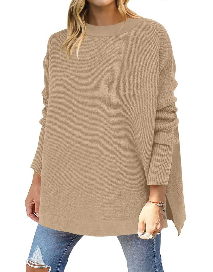 Anrabess Oversized High Low Hem Knit Tunic Pullover Sweater Tops