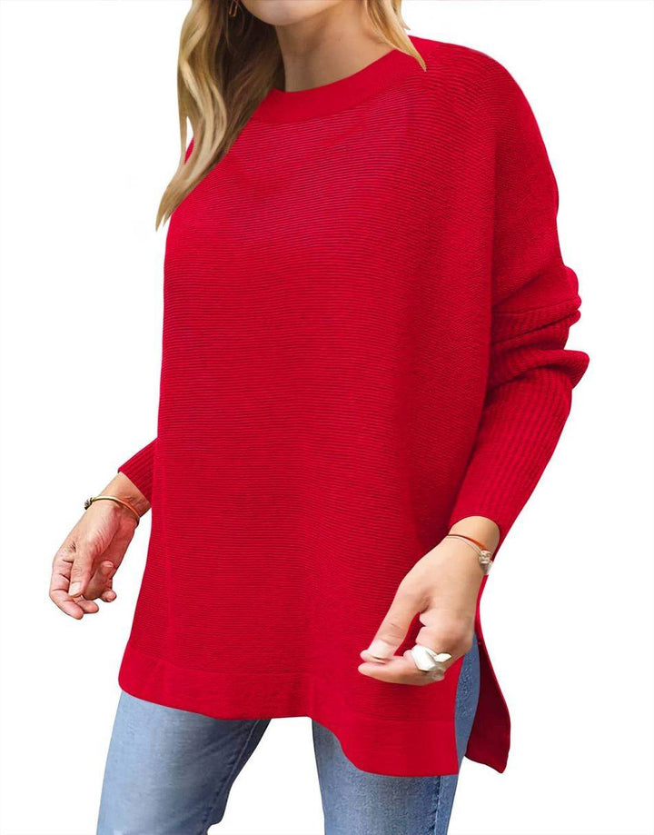 Anrabess Oversized High Low Hem Knit Tunic Pullover Sweater Tops