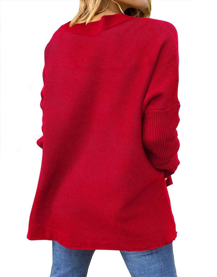 Anrabess Oversized High Low Hem Knit Tunic Pullover Sweater Tops