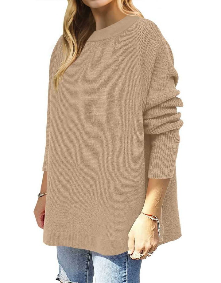 Anrabess Oversized High Low Hem Knit Tunic Pullover Sweater Tops