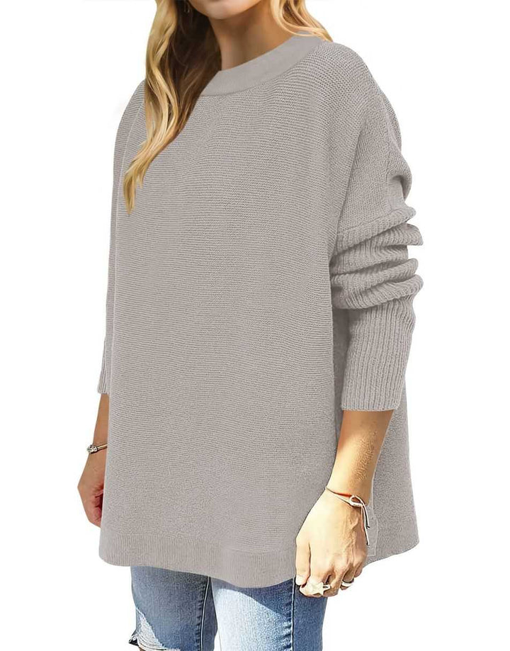 Anrabess Oversized High Low Hem Knit Tunic Pullover Sweater Tops