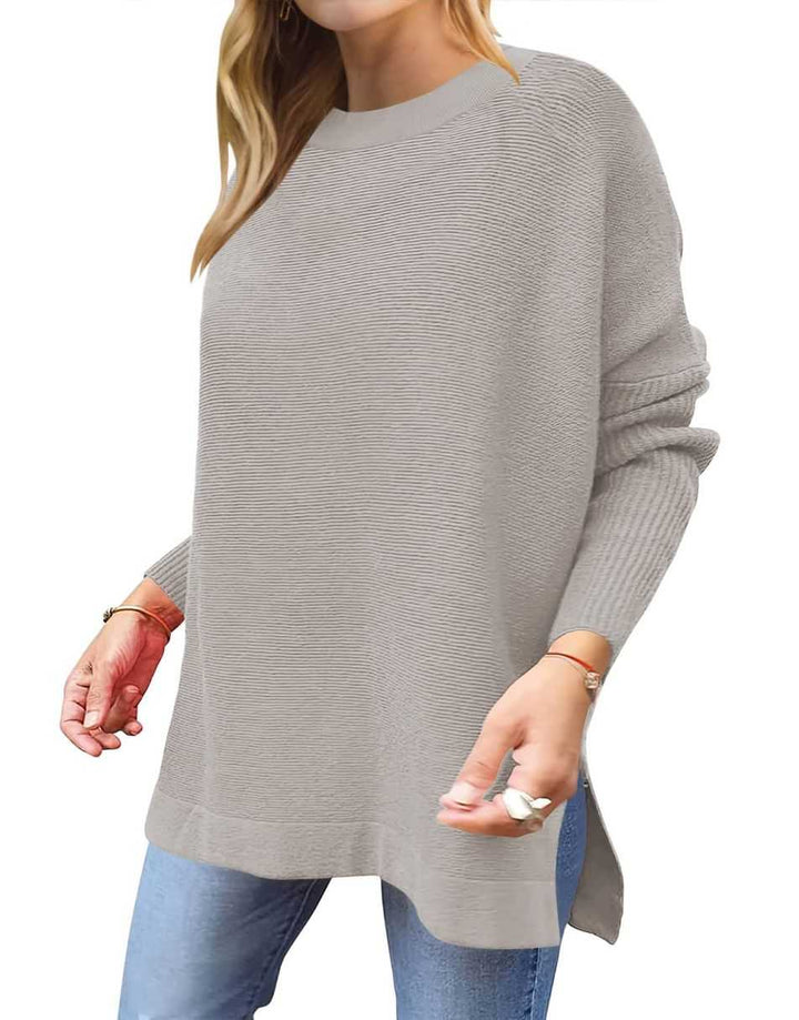 Anrabess Oversized High Low Hem Knit Tunic Pullover Sweater Tops