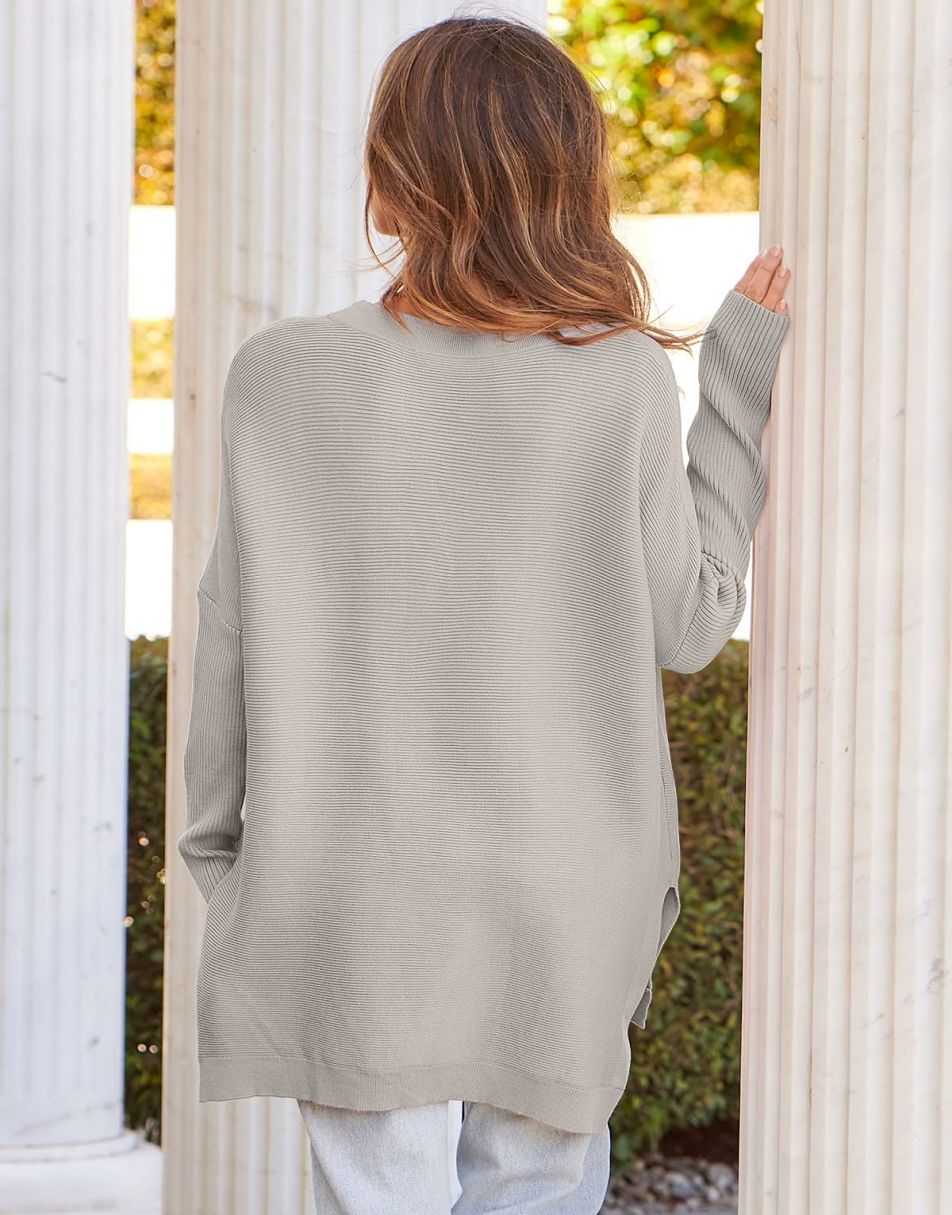 Anrabess Oversized High Low Hem Knit Tunic Pullover Sweater Tops
